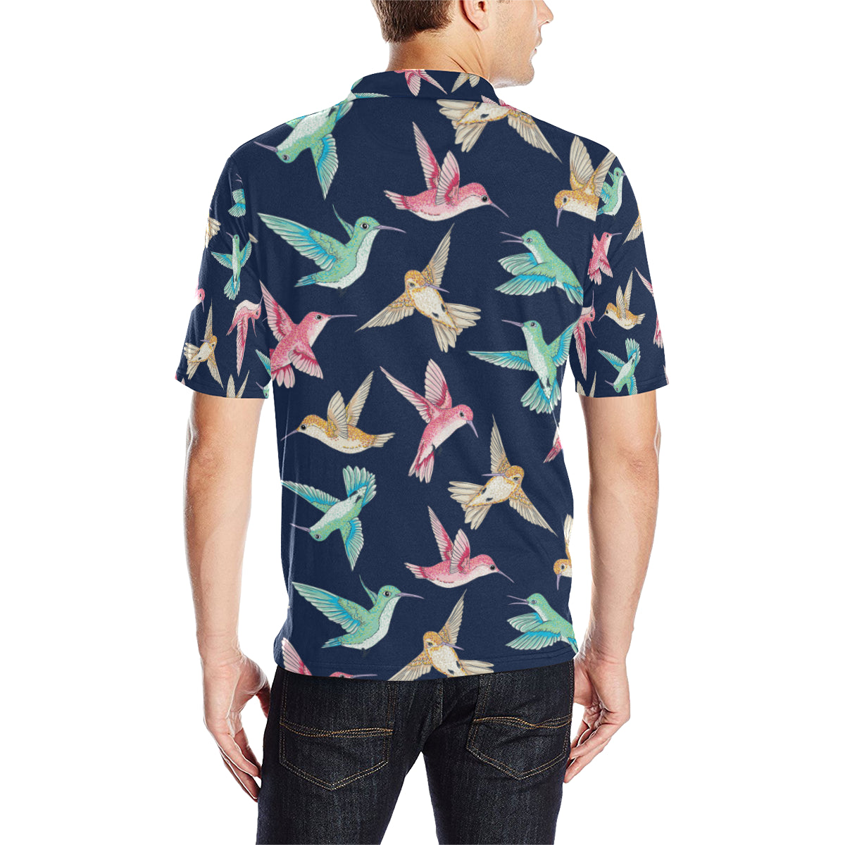 Hummingbird Cute Pattern Print Design 01 Men Polo Shirt