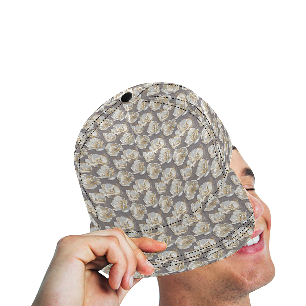 Elegant Grey Flower Print Snapback Cap