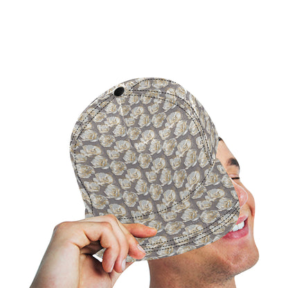 Elegant Grey Flower Print Snapback Cap