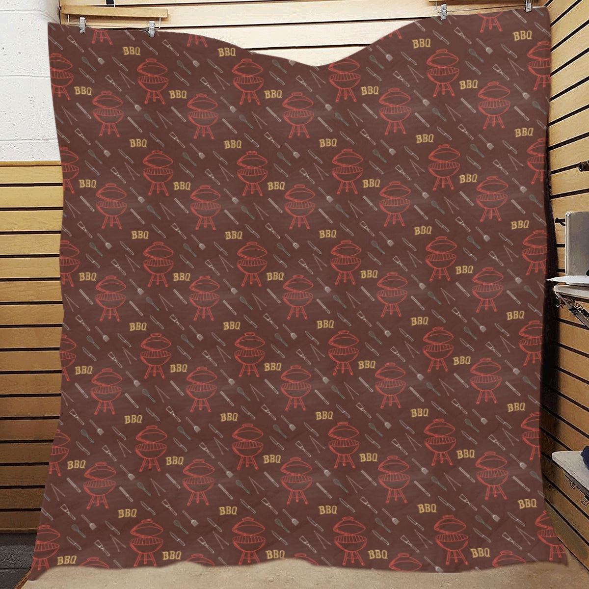 Barbecue Pattern Print Design 01 Premium Quilt