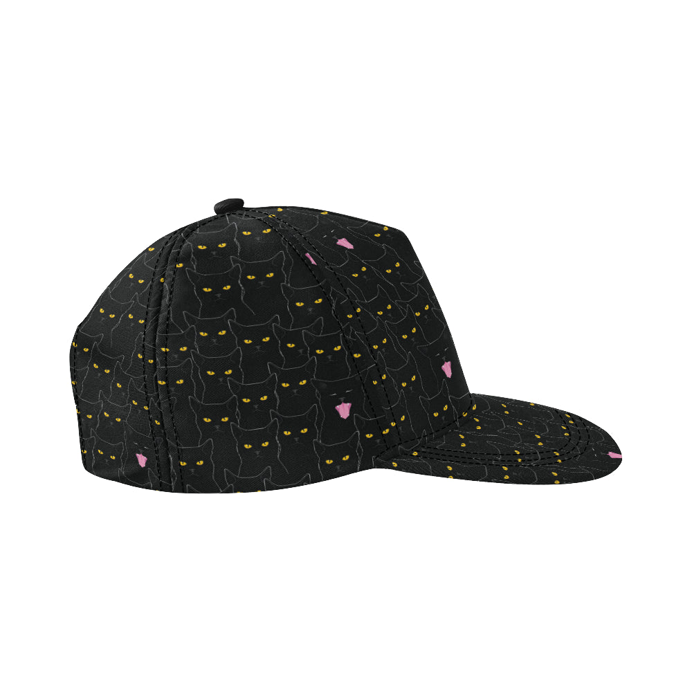 Black Cat Yellow Eyes Print Pattern Snapback Cap