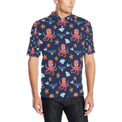 Octopus Pattern Print Design A04 Men Polo Shirt