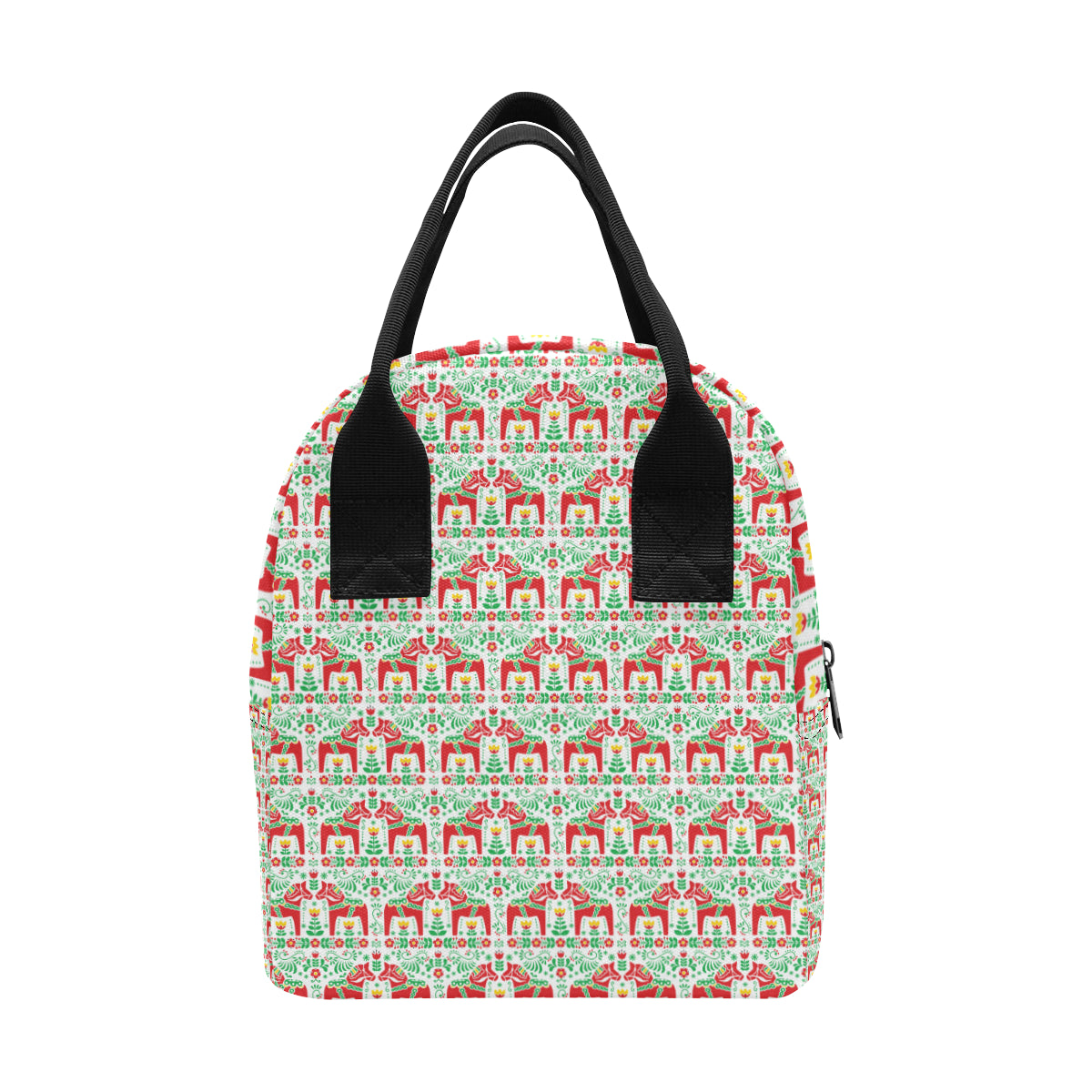 Swedish Dala Style Pattern Insulated Lunch Bag