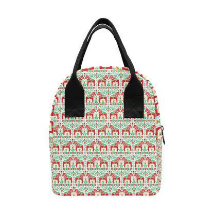 Swedish Dala Style Pattern Insulated Lunch Bag