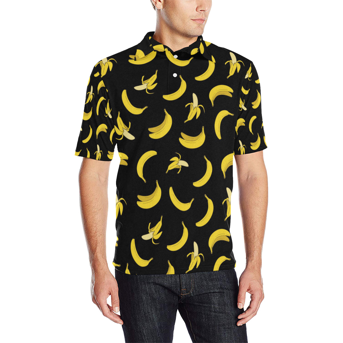 Banana Pattern Print Design BA05 Men Polo Shirt