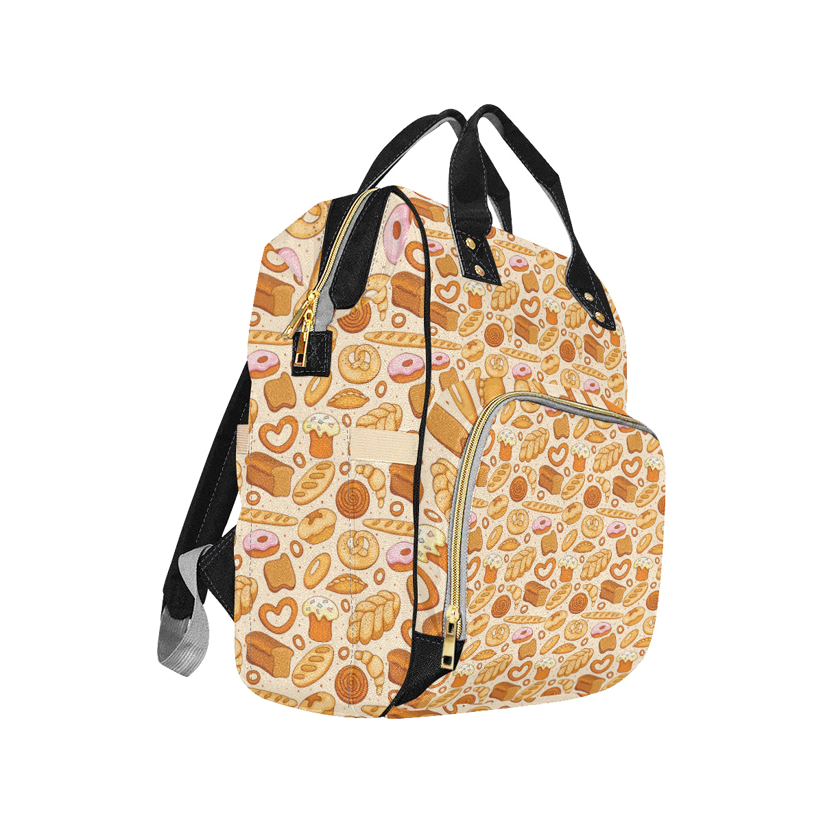 Bread Pattern Print Design 01 Diaper Bag Backpack