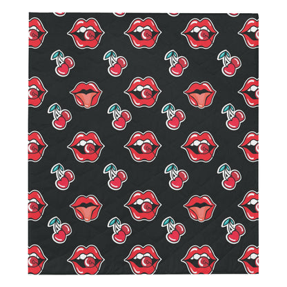 Cherry Pattern Print Design CH04 Premium Quilt