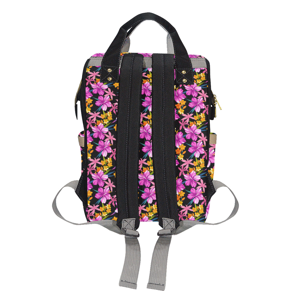 Tropical Folower Pink Hibiscus Print Diaper Bag Backpack