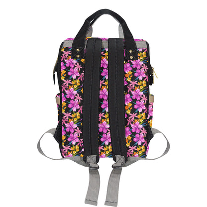 Tropical Folower Pink Hibiscus Print Diaper Bag Backpack