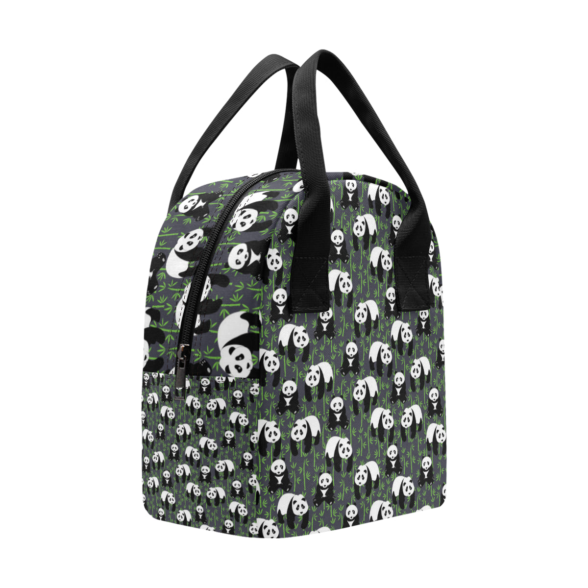 Panda Bear Bamboo Themed Print Insulated Lunch Bag