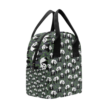 Panda Bear Bamboo Themed Print Insulated Lunch Bag