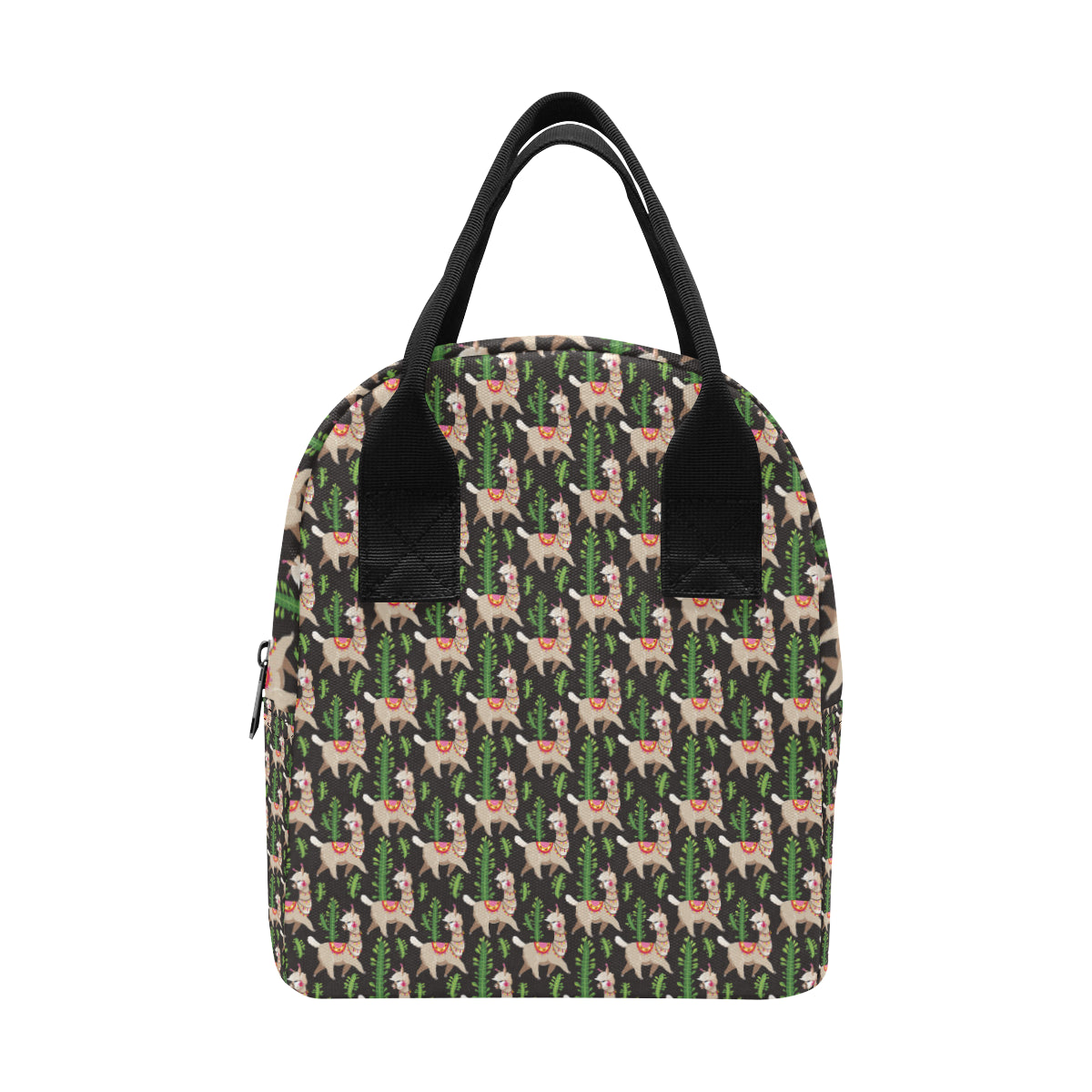 Alpaca Cactus Design Themed Print Insulated Lunch Bag
