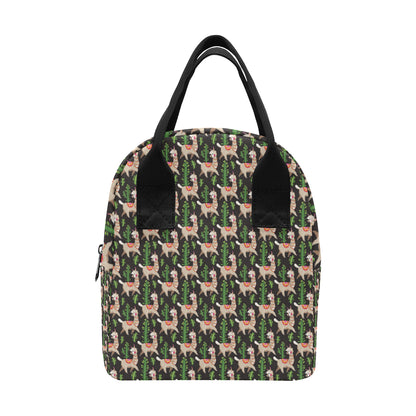 Alpaca Cactus Design Themed Print Insulated Lunch Bag