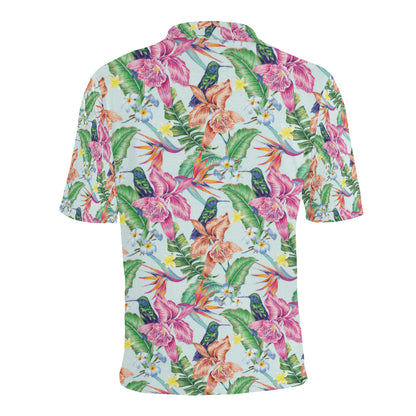Hummingbird Tropical Pattern Print Design 05 Men Polo Shirt