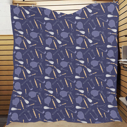 Cooking Kitchen Tools Pattern Print Design 04 Premium Quilt