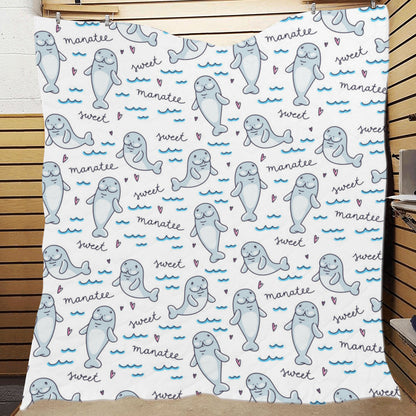 Manatee Baby Pattern Print Design 03 Premium Quilt