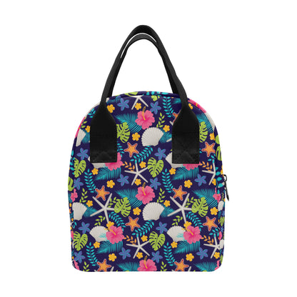 Beach Seashell Floral Theme Insulated Lunch Bag