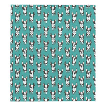 Boston Terrier Pattern Print Design 04 Premium Quilt