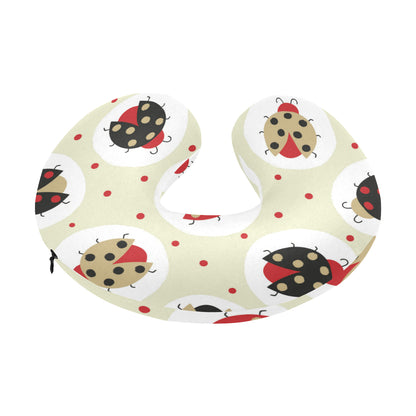 Ladybug Pattern Print Design 03 U-Shaped Travel Neck Pillow