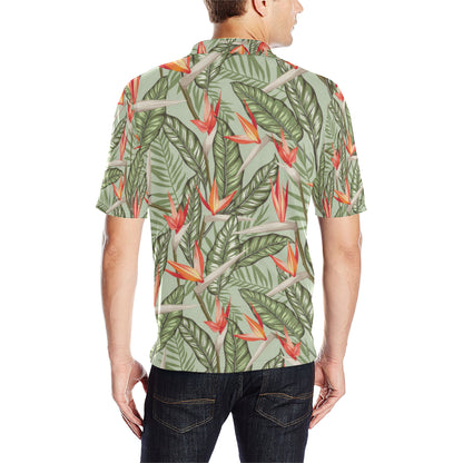 Bird Of Paradise Pattern Print Design BOP08 Men Polo Shirt
