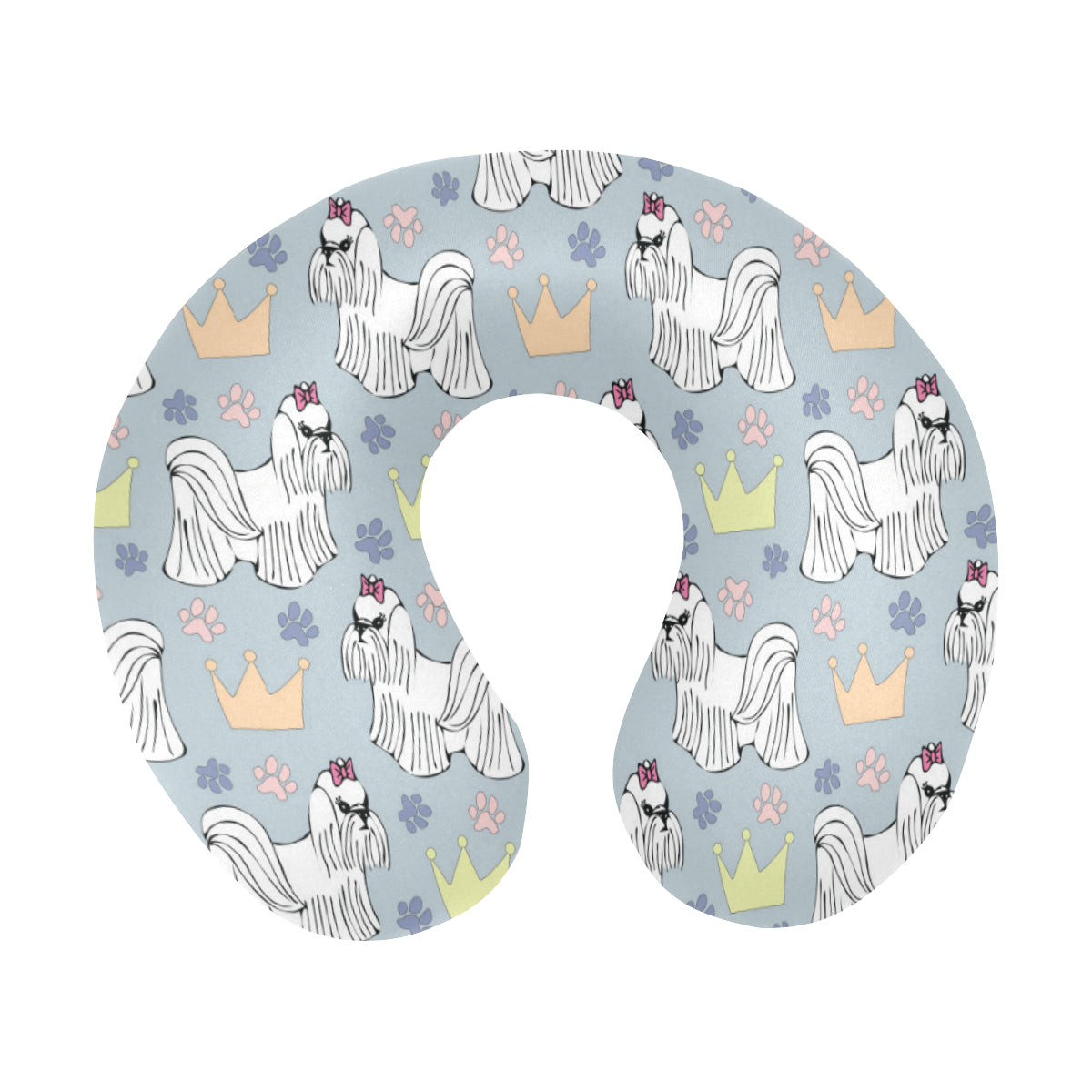 Maltese Pattern Print Design 04 U-Shaped Travel Neck Pillow