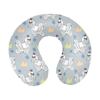 Maltese Pattern Print Design 04 U-Shaped Travel Neck Pillow