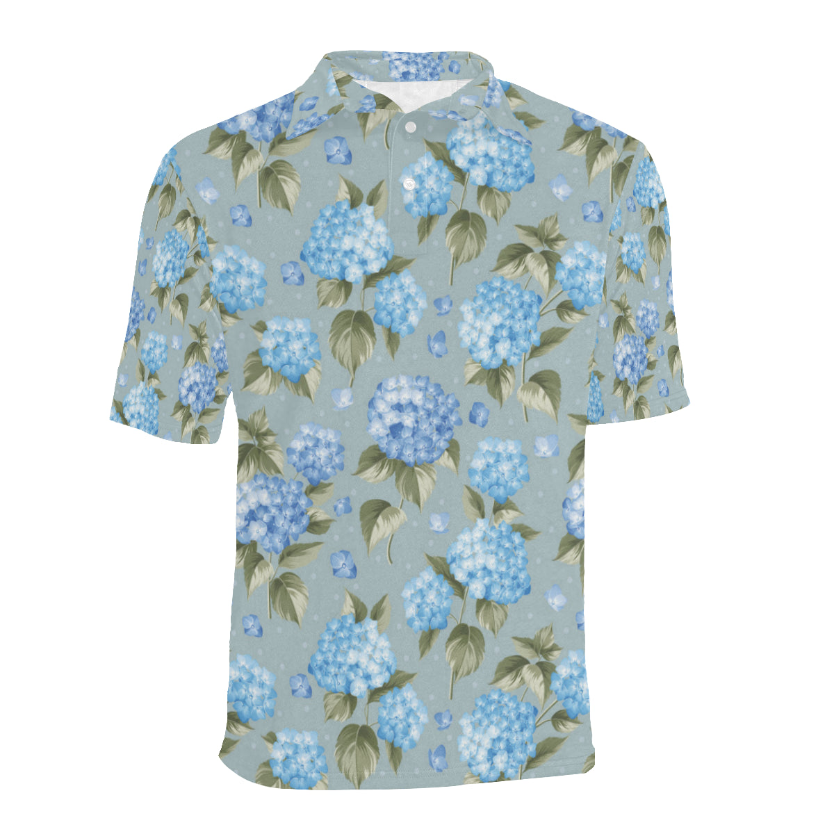 Hydrangea Pattern Print Design 01 Men Polo Shirt