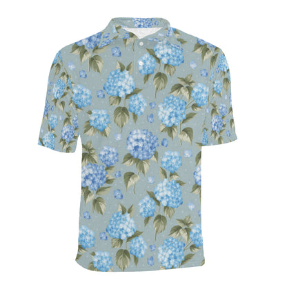 Hydrangea Pattern Print Design 01 Men Polo Shirt