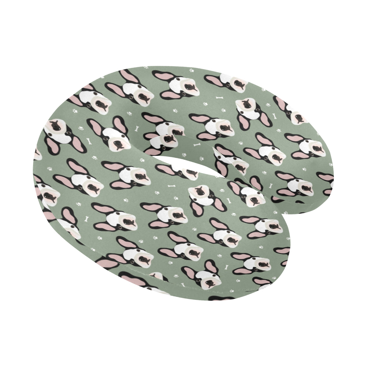 Boston Terrier Pattern Print Design 05 U-Shaped Travel Neck Pillow