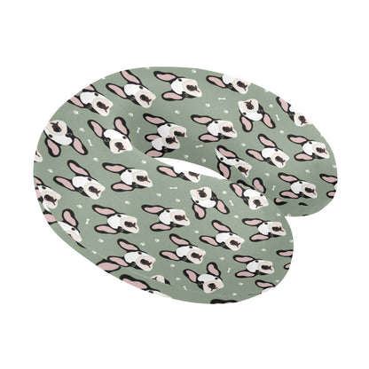 Boston Terrier Pattern Print Design 05 U-Shaped Travel Neck Pillow