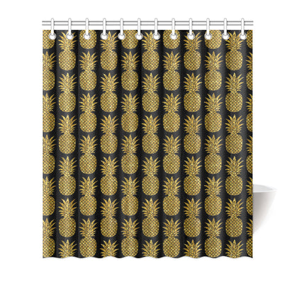 Gold Pineapple Pattern Print Design PP011 Shower Curtain
