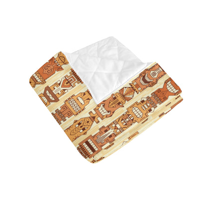 Tiki Orange Vertical Pattern Premium Quilt