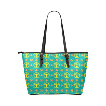 Celtic Tree of Life Print Pattern Leather Tote Bag