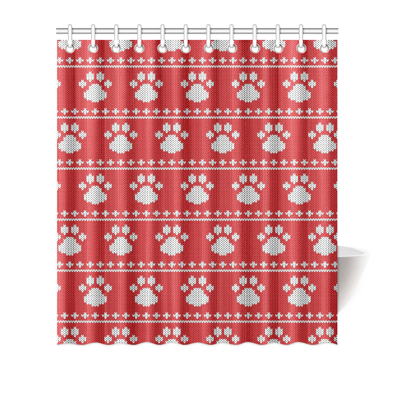 Knit Paw Pattern Print Design 03 Shower Curtain