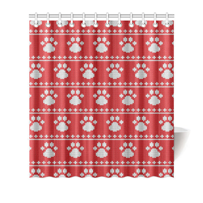 Knit Paw Pattern Print Design 03 Shower Curtain
