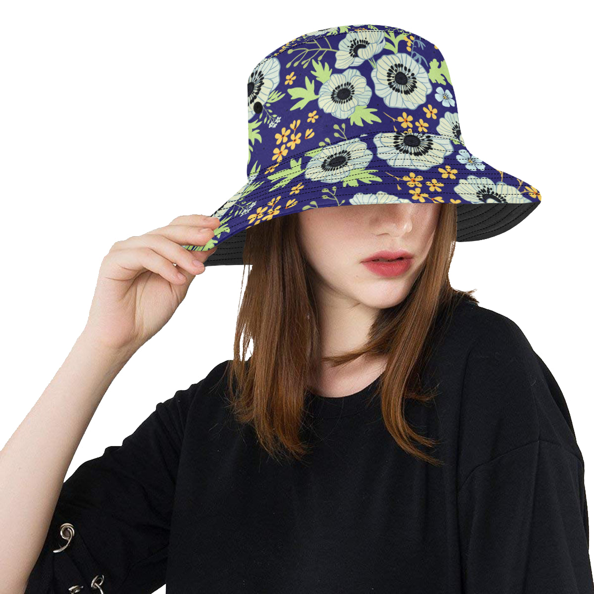 Anemone Pattern Print Design AM06 Unisex Bucket Hat