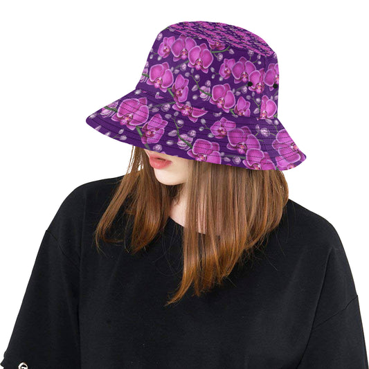 Orchid Purple Pattern Print Design OR02 Unisex Bucket Hat