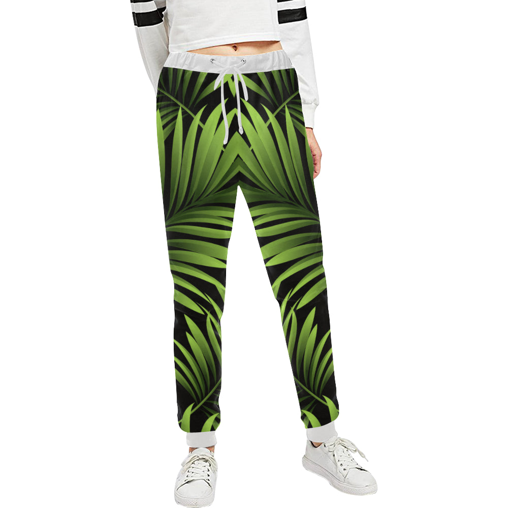 Green Neon Tropical Palm Leaves Unisex Sweatpants