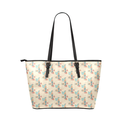 Mermaid Girl With Fish Design Print Leather Tote Bag