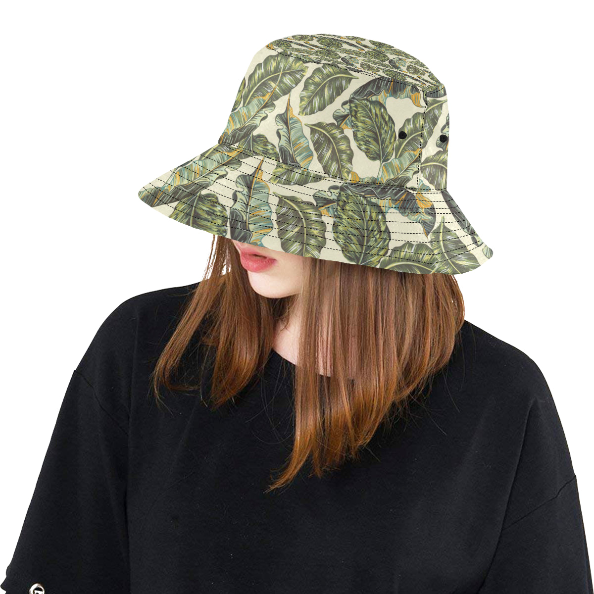 Banana Leaf Pattern Print Design BL08 Unisex Bucket Hat