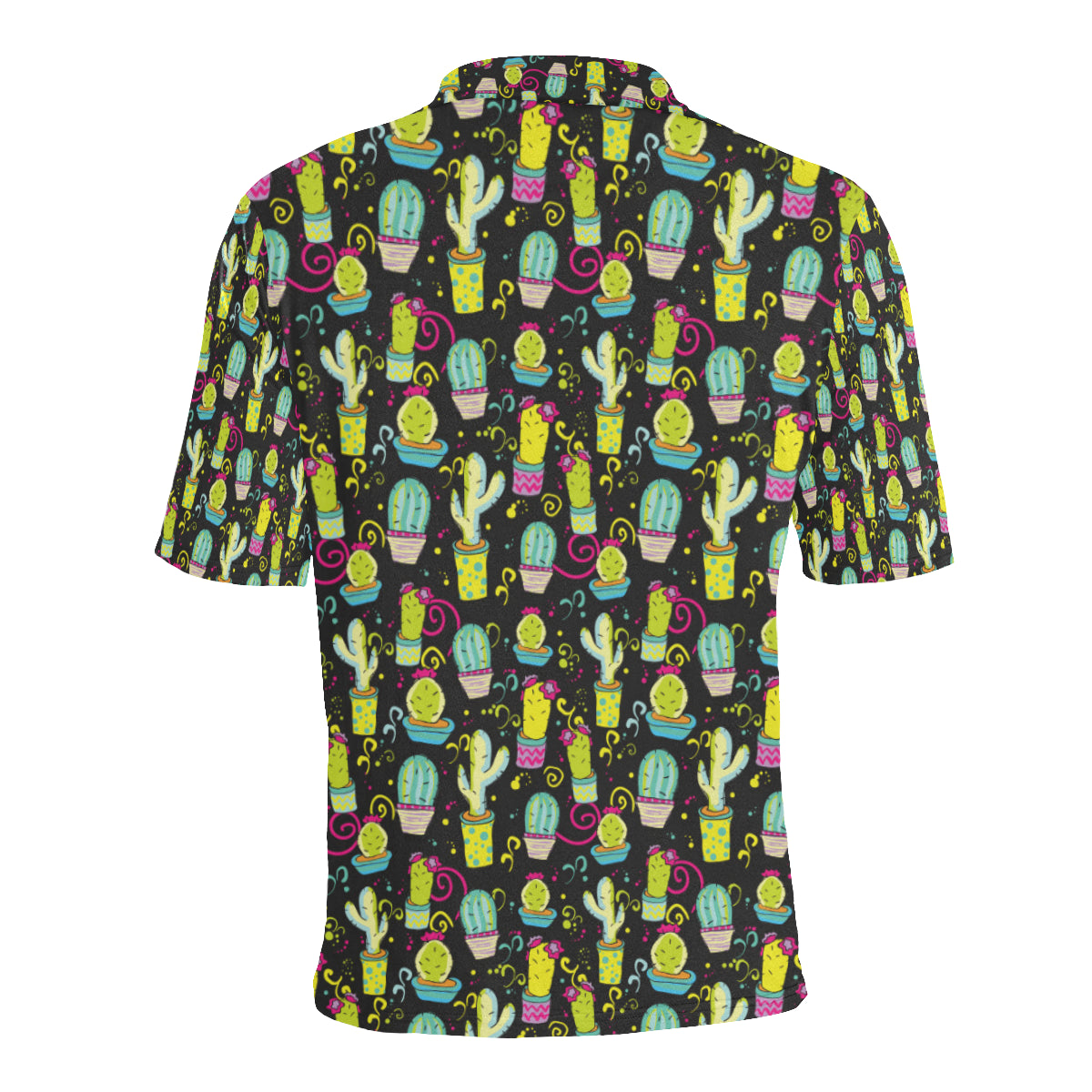 Cactus Neon Style Print Pattern Men Polo Shirt