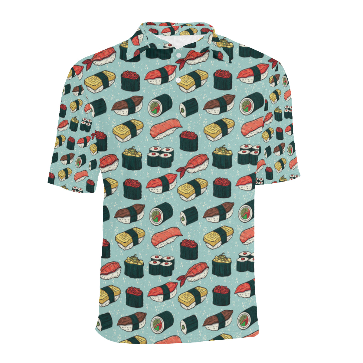 Sushi Pattern Design Men Polo Shirt