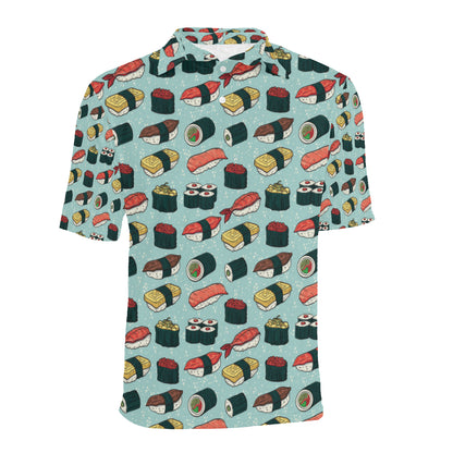 Sushi Pattern Design Men Polo Shirt