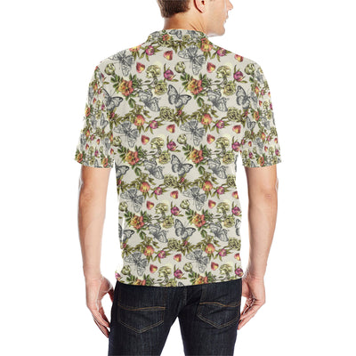 Butterfly Flower Pattern Print Design 06 Men Polo Shirt