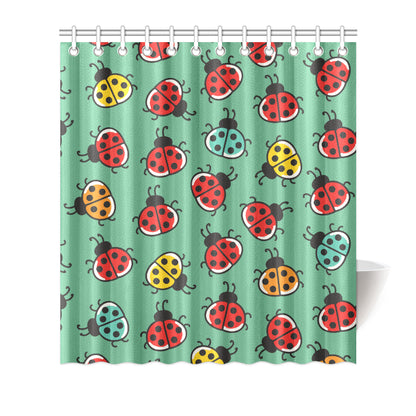 Ladybug Pattern Print Design 02 Shower Curtain