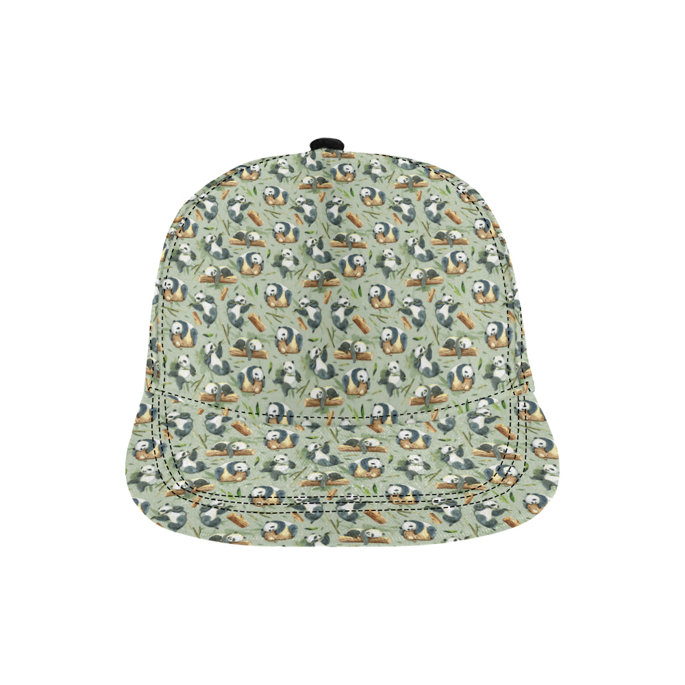 Panda Bear Design Bamboo Print Snapback Cap