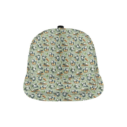 Panda Bear Design Bamboo Print Snapback Cap
