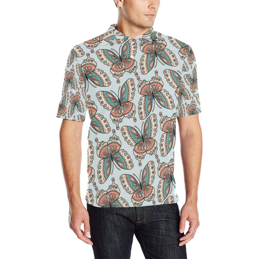 Butterfly Pattern Men Polo Shirt
