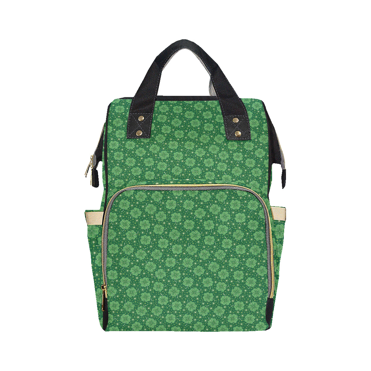 Shamrock Design Print Diaper Bag Backpack