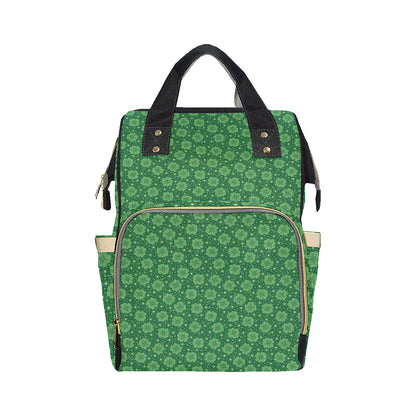 Shamrock Design Print Diaper Bag Backpack